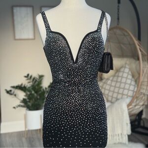 Fashion Nova Black Rhinestone Sparkle Mini Dress Size XS